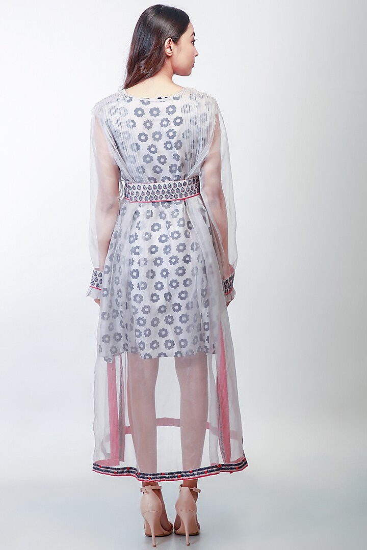 Grey Embroidered Dress by Soumodeep Dutta at Pernia's Pop Up Shop