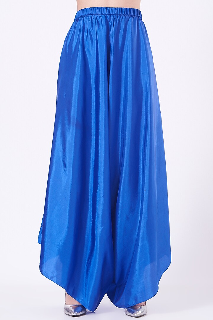 Cobalt Blue Blended Silk Dhoti Set by Sonali Gupta at Pernia's Pop Up Shop