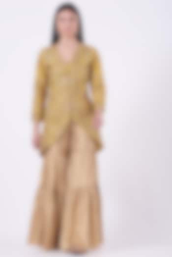 Aurora Yellow Embroidered Jacket Set by Sonali Gupta at Pernia's Pop Up Shop