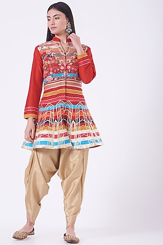 Gold Blended Silk Dhoti Set by Sonali Gupta