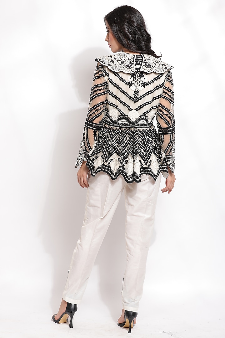 White Silk & Cotton Pencil Pant Set by Sonali Gupta at Pernia's Pop Up Shop