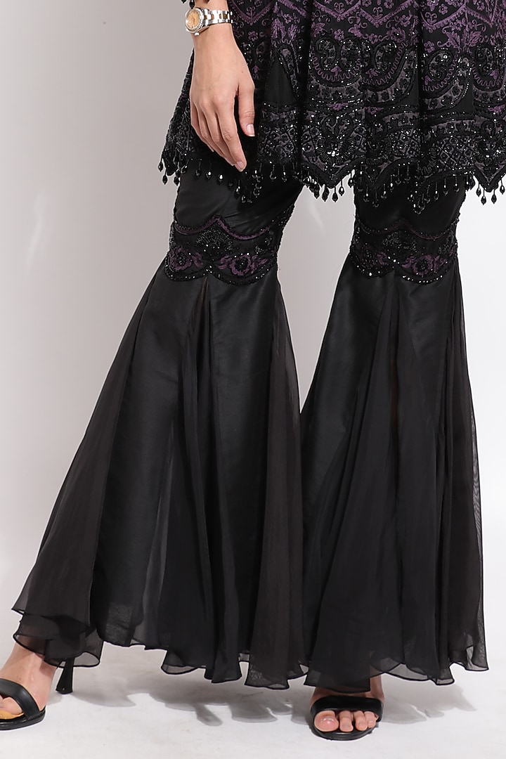 Black Silk & Cotton Bridal Sharara Set by Sonali Gupta at Pernia's Pop Up Shop