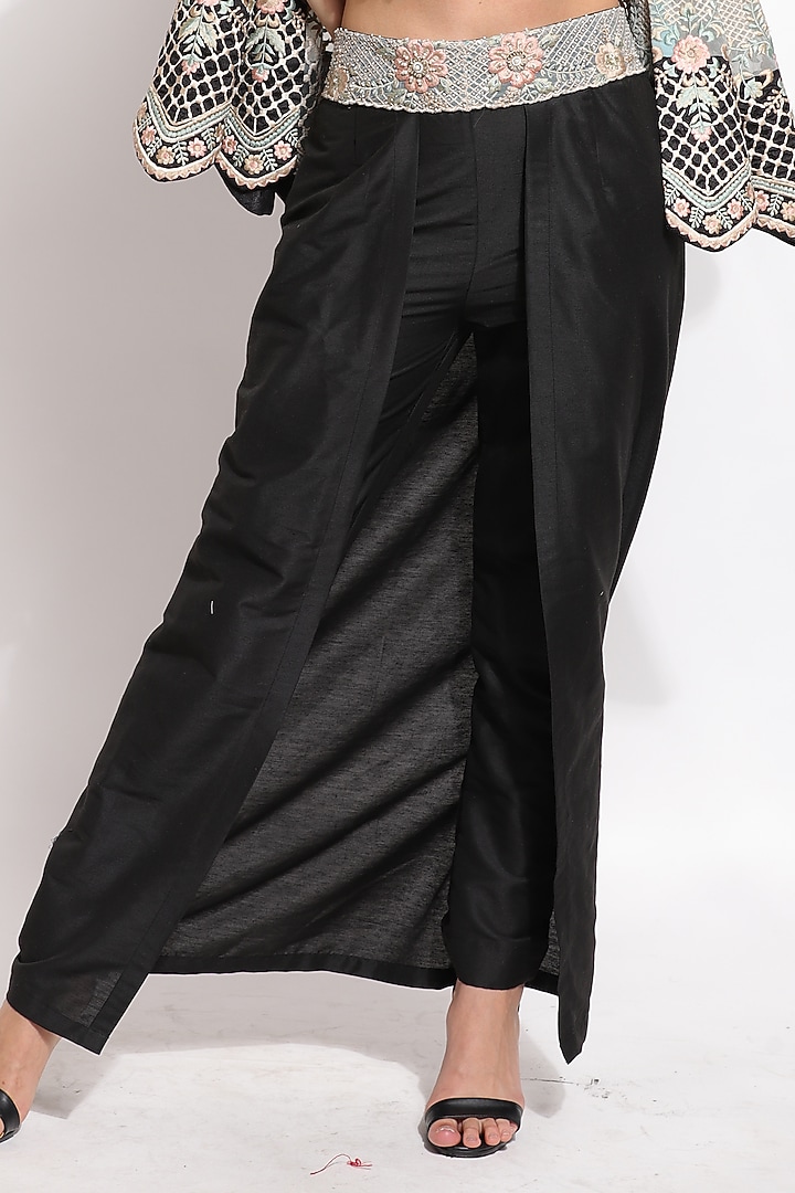 Grey Silk & Cotton Embroidered Jacket Set by Sonali Gupta at Pernia's Pop Up Shop