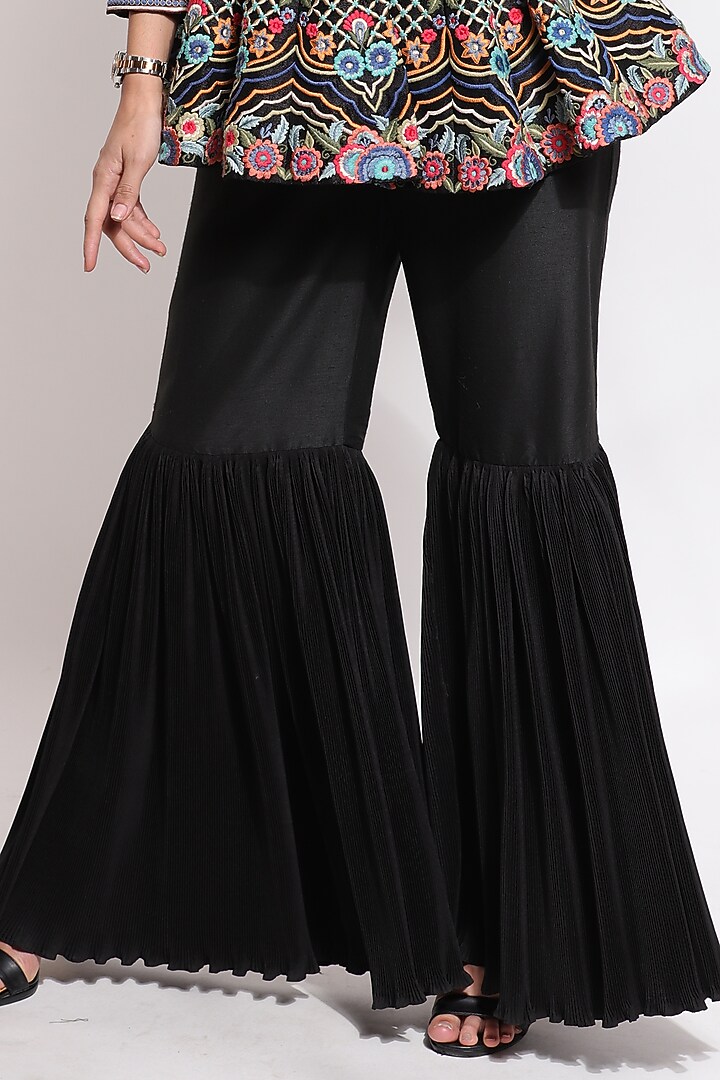 Black Silk & Cotton Wedding Sharara Set by Sonali Gupta at Pernia's Pop Up Shop