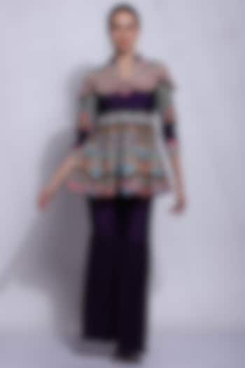Purple Silk Sharara Set by Sonali Gupta