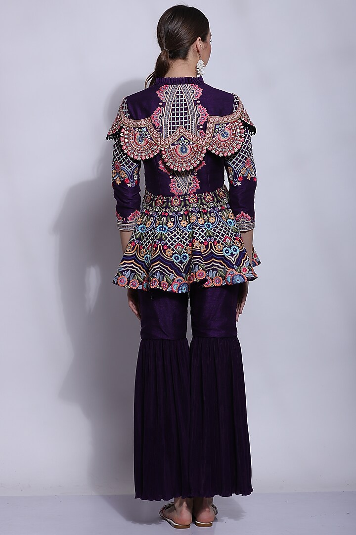 Purple Silk Wedding Sharara Set by Sonali Gupta at Pernia's Pop Up Shop