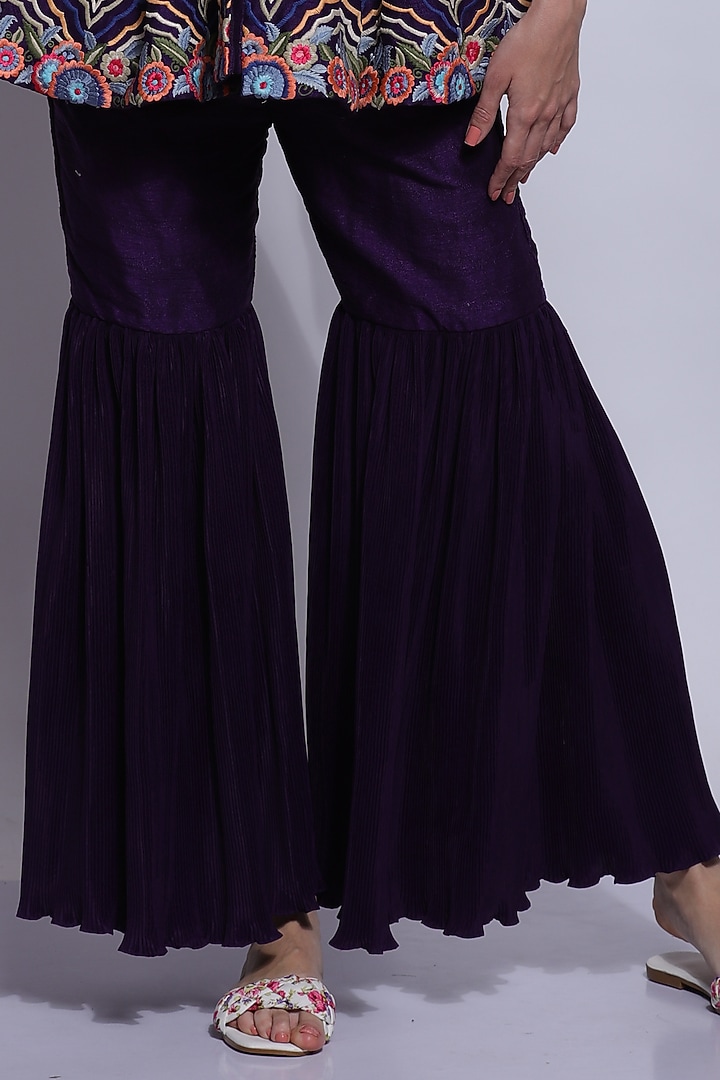 Purple Silk Wedding Sharara Set by Sonali Gupta at Pernia's Pop Up Shop