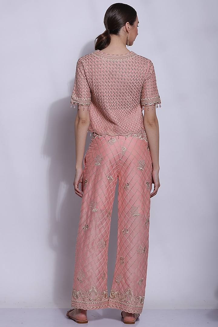 Pecah Silk & Cotton Hand Embroidered Jacket Set by Sonali Gupta at Pernia's Pop Up Shop