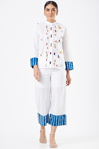 White Pure Cotton Pant Set  by Sonali Gupta