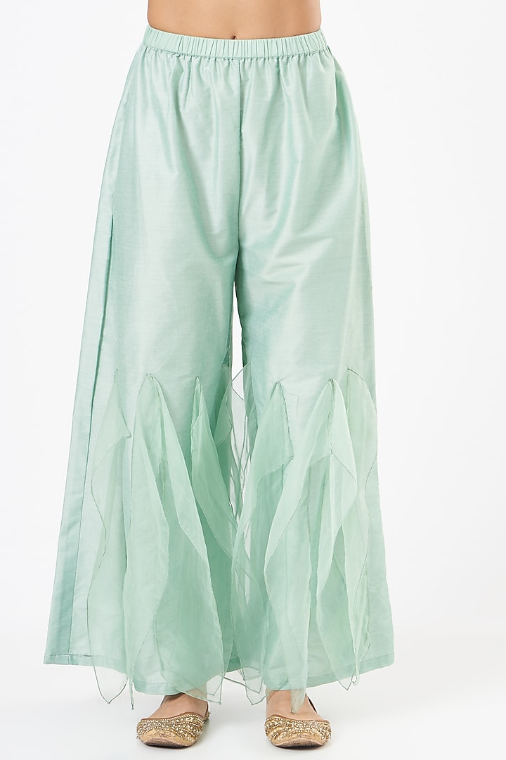 Mint Green Viscose Wedding Sharara Set by Sonali Gupta at Pernia's Pop Up Shop