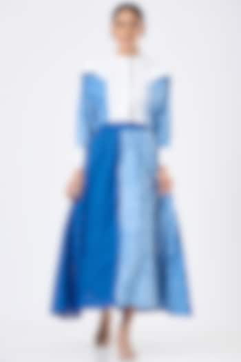 Blue & White Pure Cotton Skirt Set  by Sonali Gupta