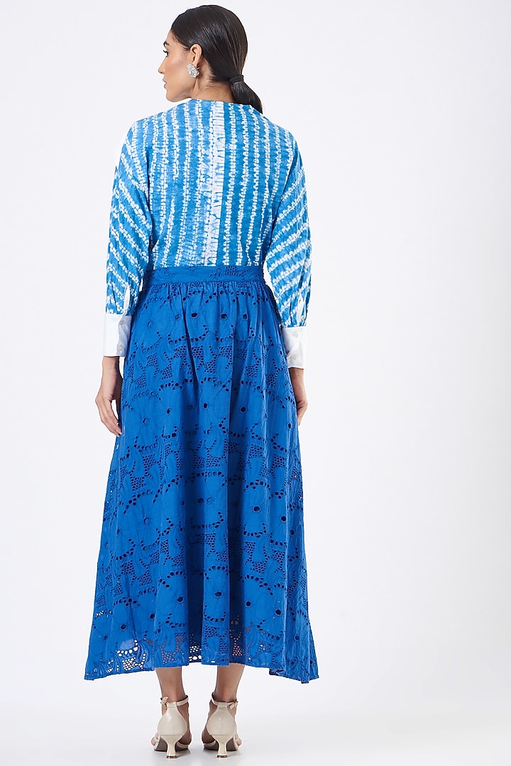 Blue & White Pure Cotton Skirt Set by Sonali Gupta at Pernia's Pop Up Shop