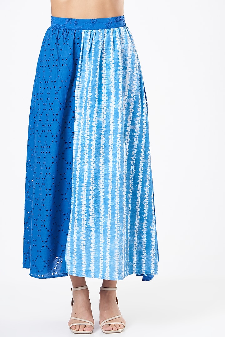 Blue & White Pure Cotton Skirt Set by Sonali Gupta at Pernia's Pop Up Shop