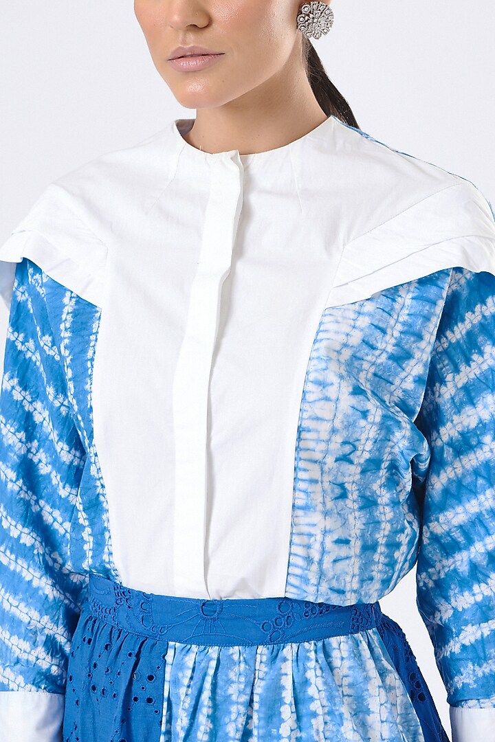 Blue & White Pure Cotton Skirt Set by Sonali Gupta at Pernia's Pop Up Shop