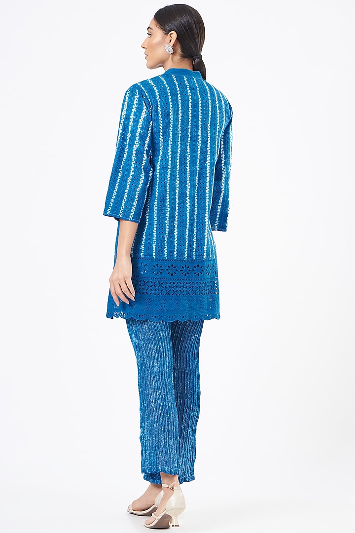 Blue Shibori Pant Set by Sonali Gupta at Pernia's Pop Up Shop