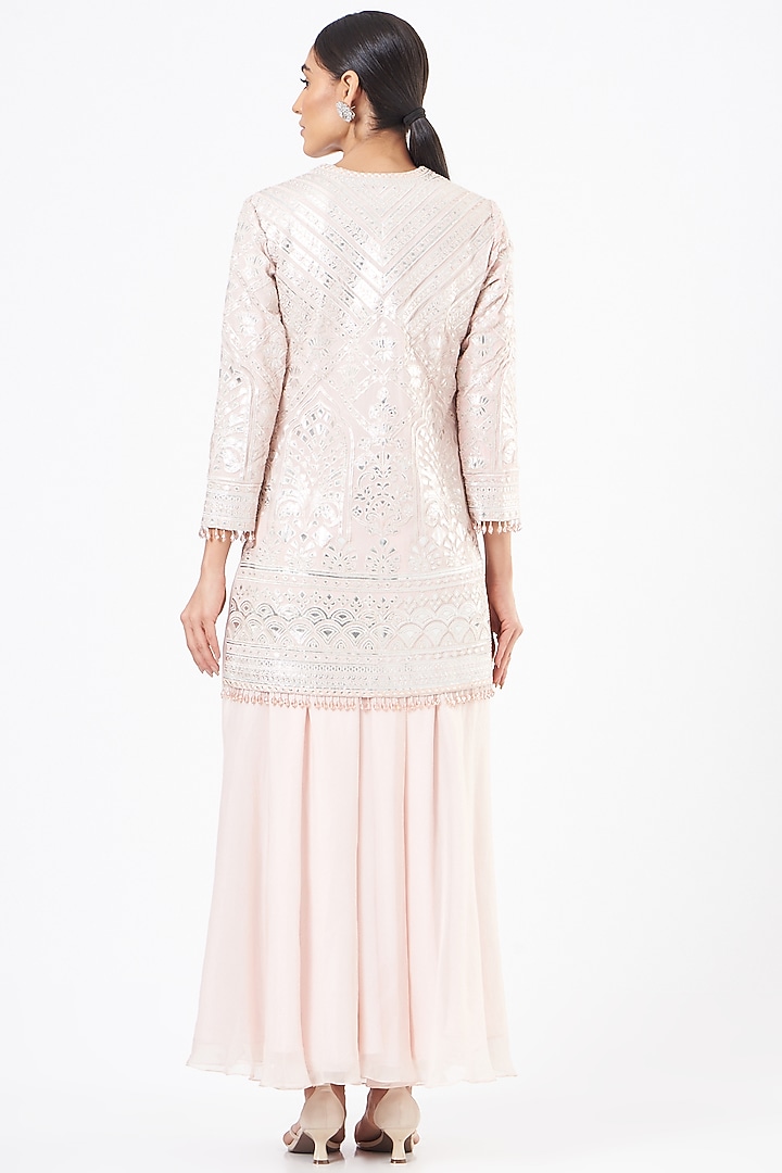 Blush Pink Pure Silk Wedding Sharara Set by Sonali Gupta at Pernia's Pop Up Shop