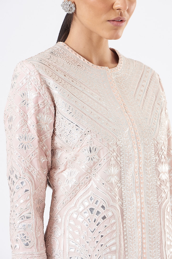 Blush Pink Pure Silk Wedding Sharara Set by Sonali Gupta at Pernia's Pop Up Shop