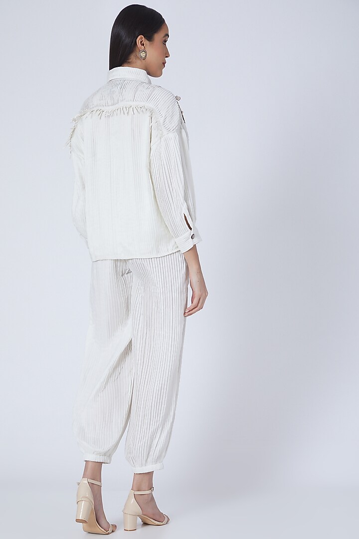 Ecru Embroidered Pant Set by Sonali Gupta at Pernia's Pop Up Shop