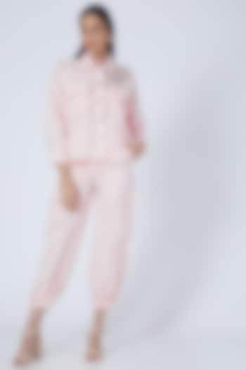 Pink Linen Track Pant Set by Sonali Gupta at Pernia's Pop Up Shop