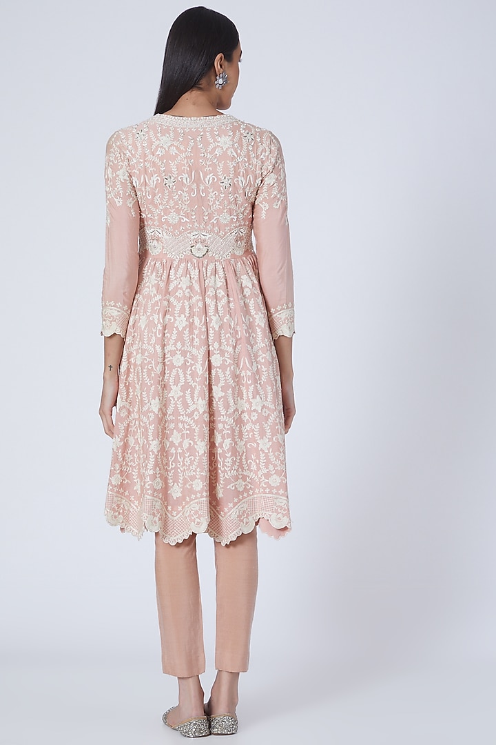 Peach Embroidered Wedding Anarkali Set by Sonali Gupta at Pernia's Pop Up Shop