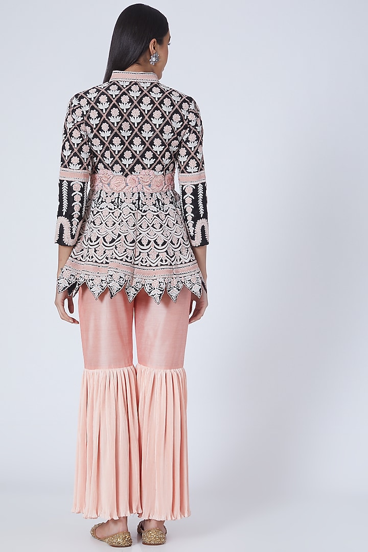 Black Embroidered Wedding Sharara Set by Sonali Gupta at Pernia's Pop Up Shop