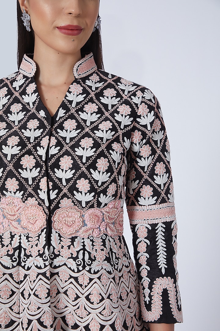 Black Embroidered Wedding Sharara Set by Sonali Gupta at Pernia's Pop Up Shop