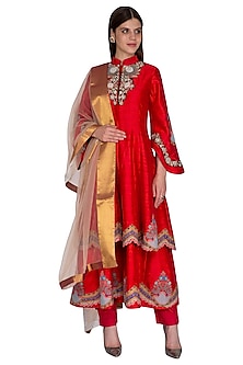 Red Embroidered Anarkali Set Design by Sonali Gupta at Pernia's Pop Up ...