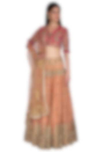 Pink Embroidered Bridal Lehenga Set by Sonali Gupta at Pernia's Pop Up Shop
