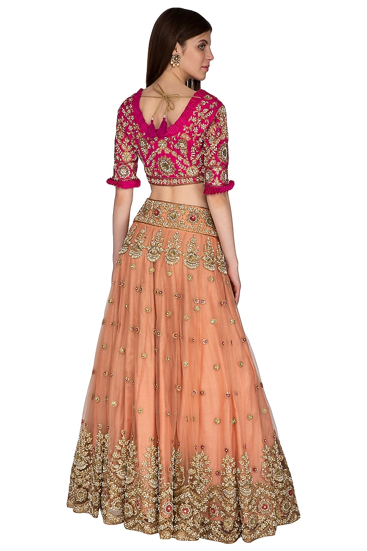 Pink Embroidered Bridal Lehenga Set by Sonali Gupta at Pernia's Pop Up Shop