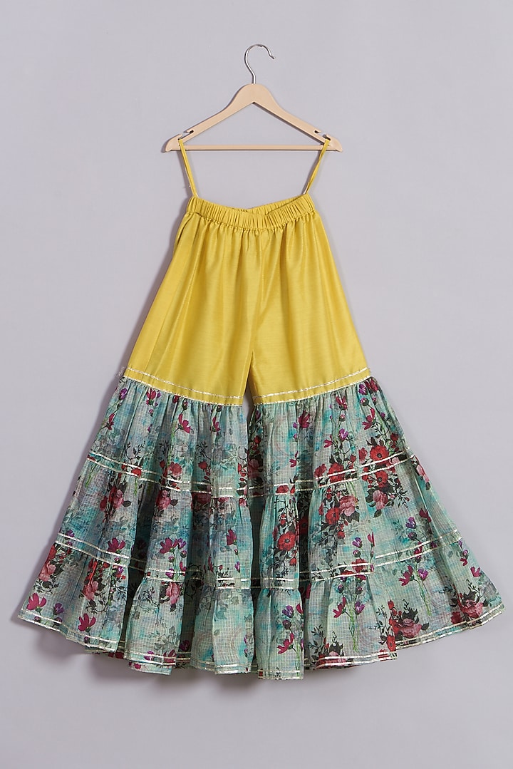 Sunny Yellow Floral Printed Sharara Set For Girls by Sonali Gupta at Pernia's Pop Up Shop