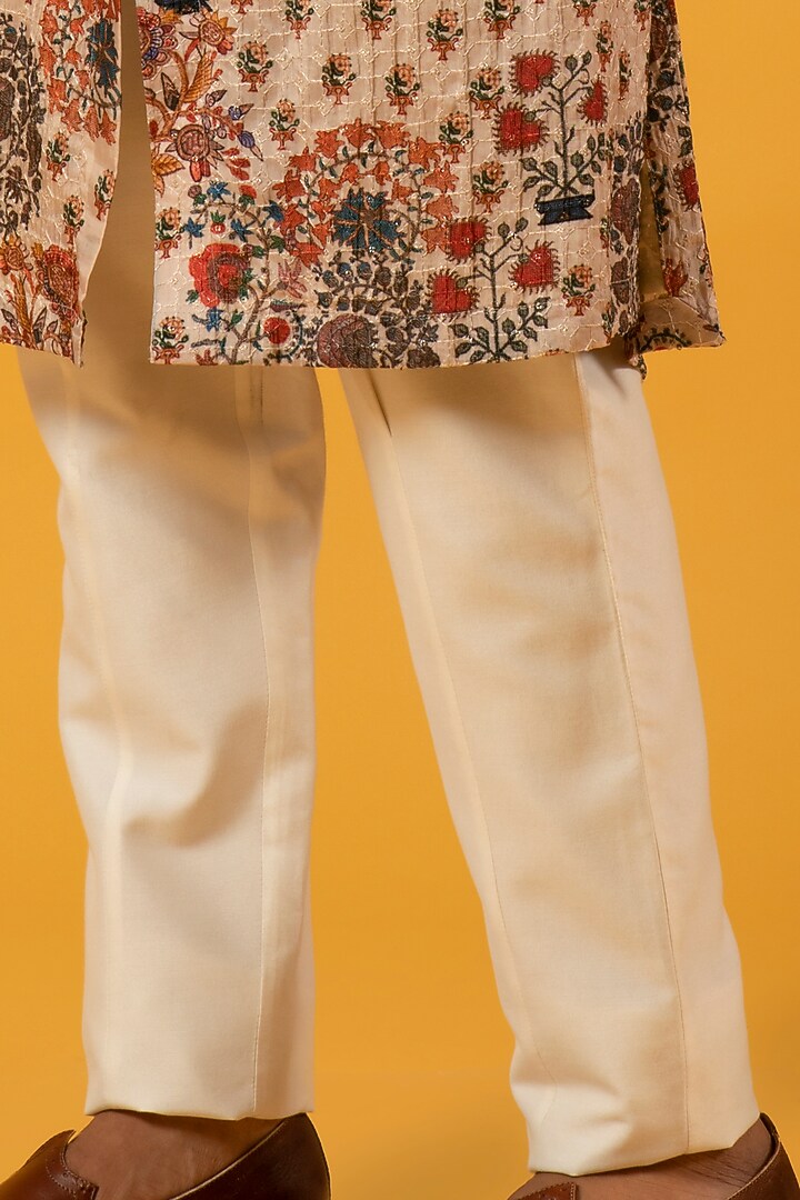 Beige Printed Bundi Jacket Set by Soniya G Men at Pernia's Pop Up Shop