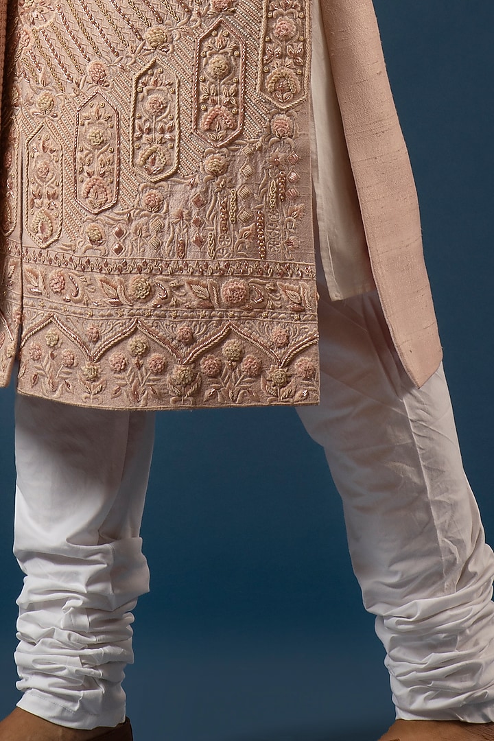 Pale Pink Hand Embroidered Groom Sherwani Set by Soniya G Men at Pernia's Pop Up Shop