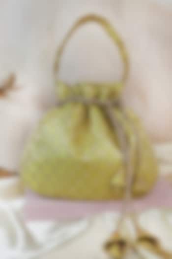 Gold Banarasi Silk Woven Potli by Soho Boho Studio at Pernia's Pop Up Shop