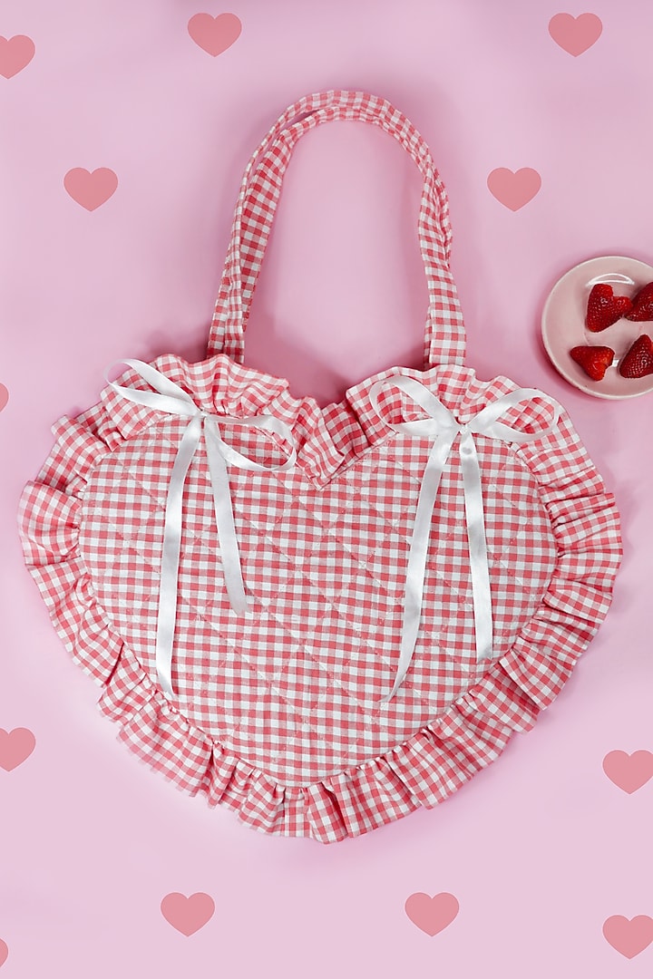 Pink Cotton Gingham Heart Handbag by Soho Boho Studio at Pernia's Pop Up Shop