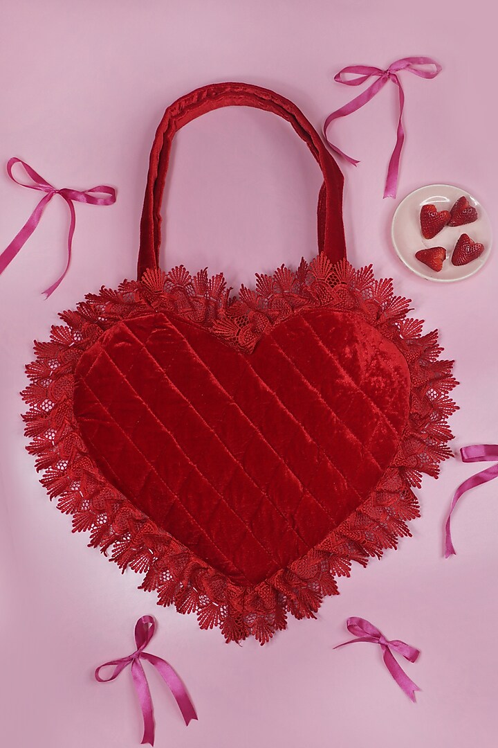 Red Velvet Quilted Heart Bag by Soho Boho Studio at Pernia's Pop Up Shop