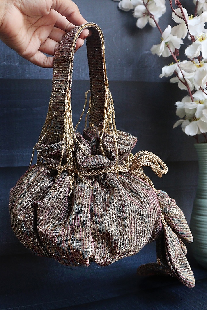 Golden Silk Potli Bag by Soho Boho Studio at Pernia's Pop Up Shop