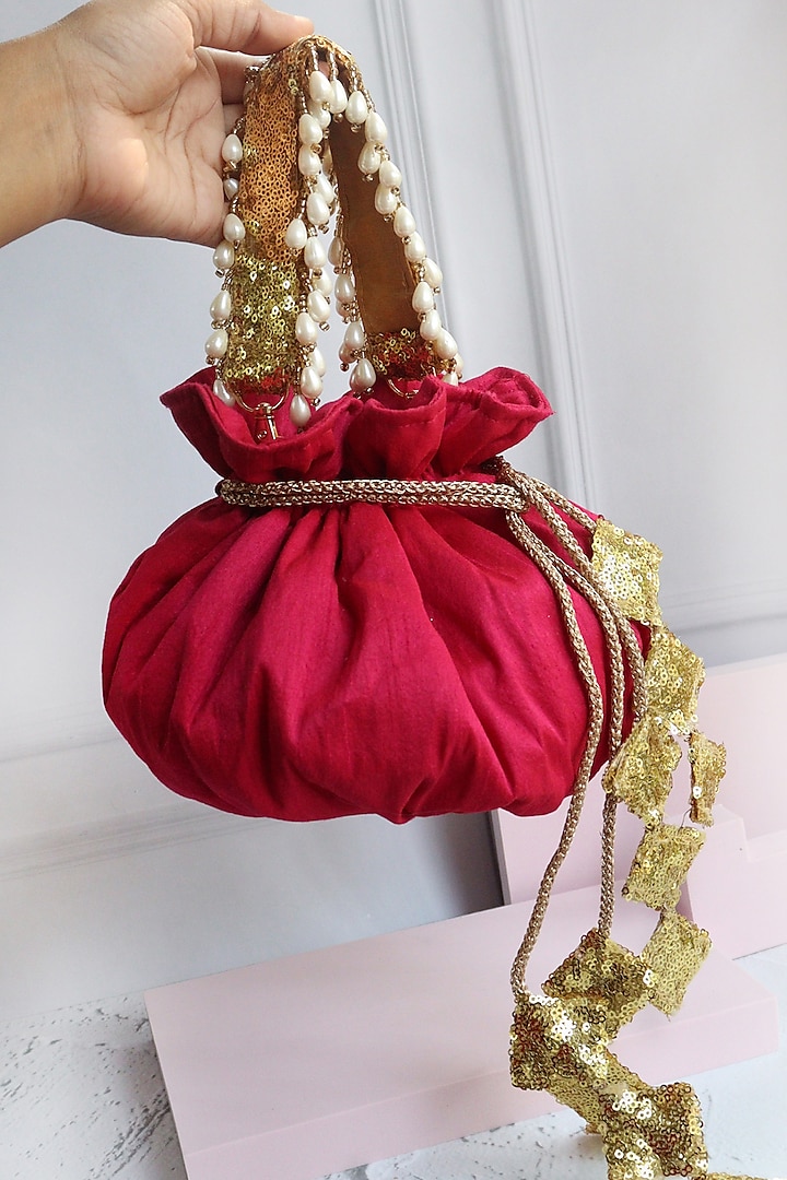 Hot Pink Silk Potli Bag by Soho Boho Studio at Pernia's Pop Up Shop