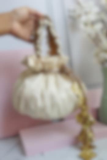 Ivory Silk Potli Bag by Soho Boho Studio