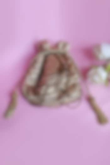 Gold Satin Hand Embroidered Potli by Soho Boho Studio at Pernia's Pop Up Shop