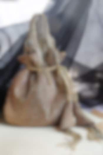 Gold Banarasi Silk Embellished Potli by Soho Boho Studio at Pernia's Pop Up Shop