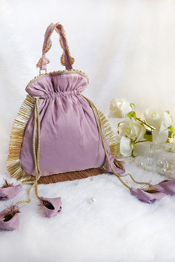Purple Silk Embellished Potli by Soho Boho Studio