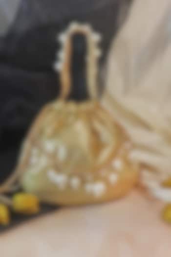 Gold Georgette & Silk Sequins Work Potli by Soho Boho Studio at Pernia's Pop Up Shop