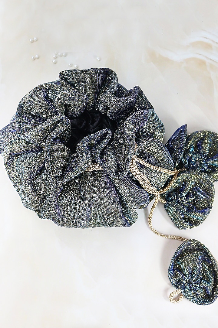 Gold & Blue Imported Mixed Lycra Potli by Soho Boho Studio at Pernia's Pop Up Shop