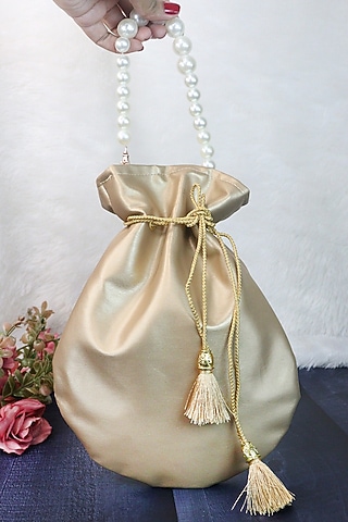 Gold Rexine Potli by Soho Boho Studio