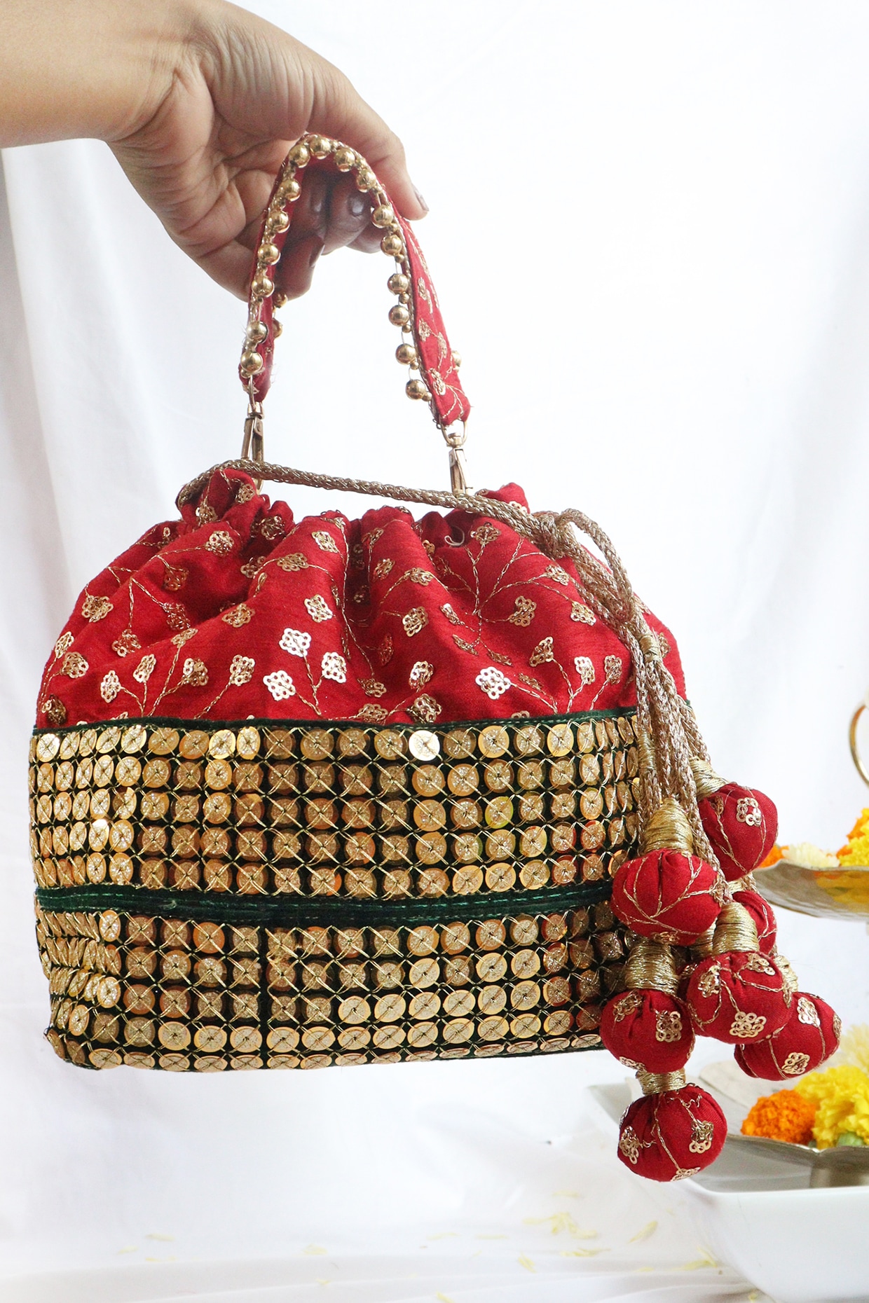 Women's Chickenkari Embroidered Moti Design Handbag - Ritzie – Trendia