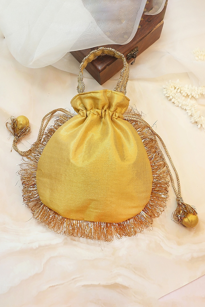 Gold Silk Potli by Soho Boho Studio at Pernia's Pop Up Shop