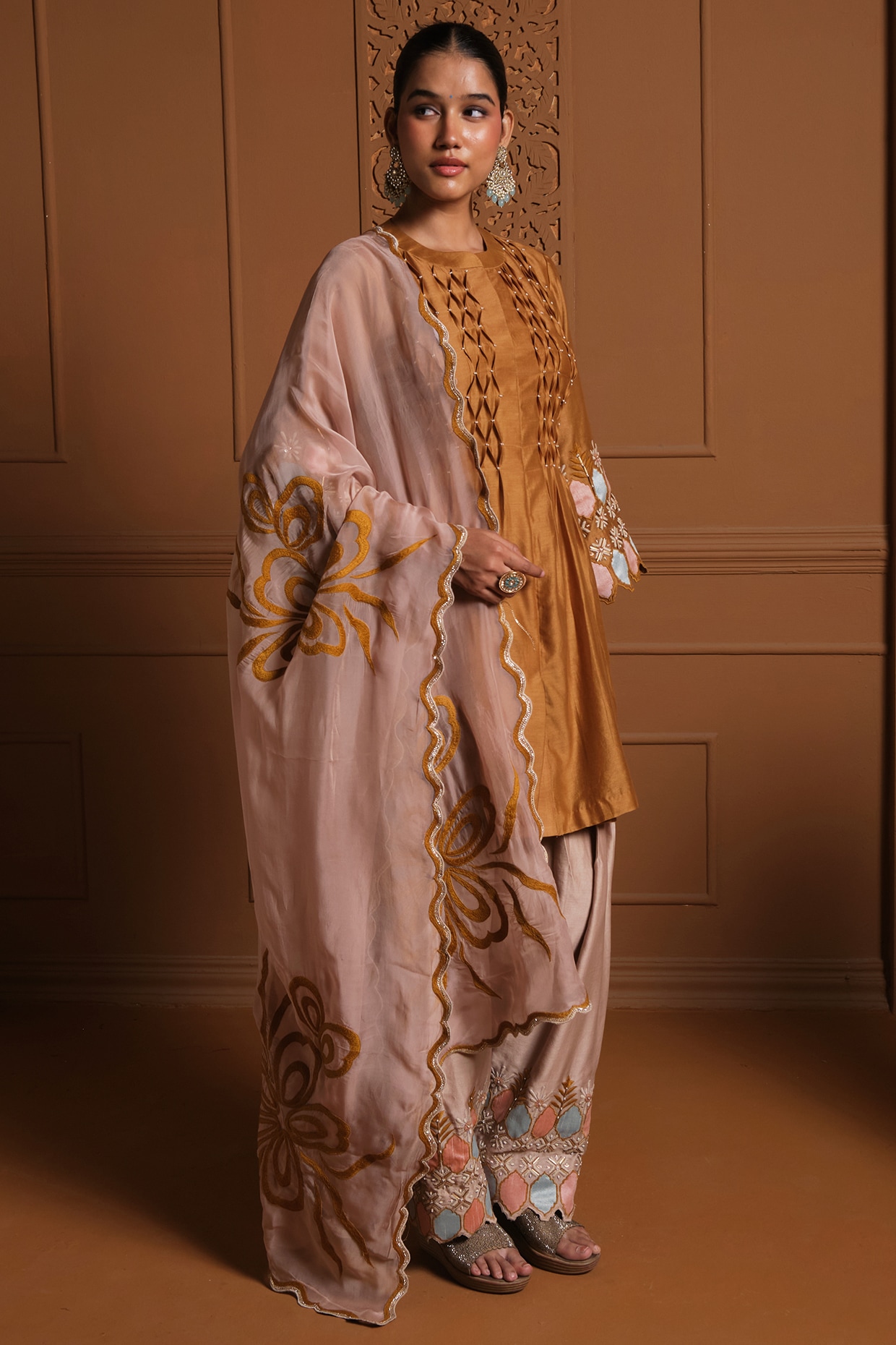 Sonia Khatri Yellow Silk Cutwork Kurta Set