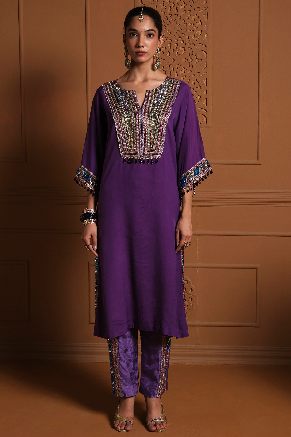Sonia Khatri Purple Organza Kaftan Set