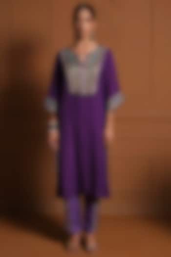 Purple Organza Kaftan Set by Sonia Khatri at Pernia's Pop Up Shop