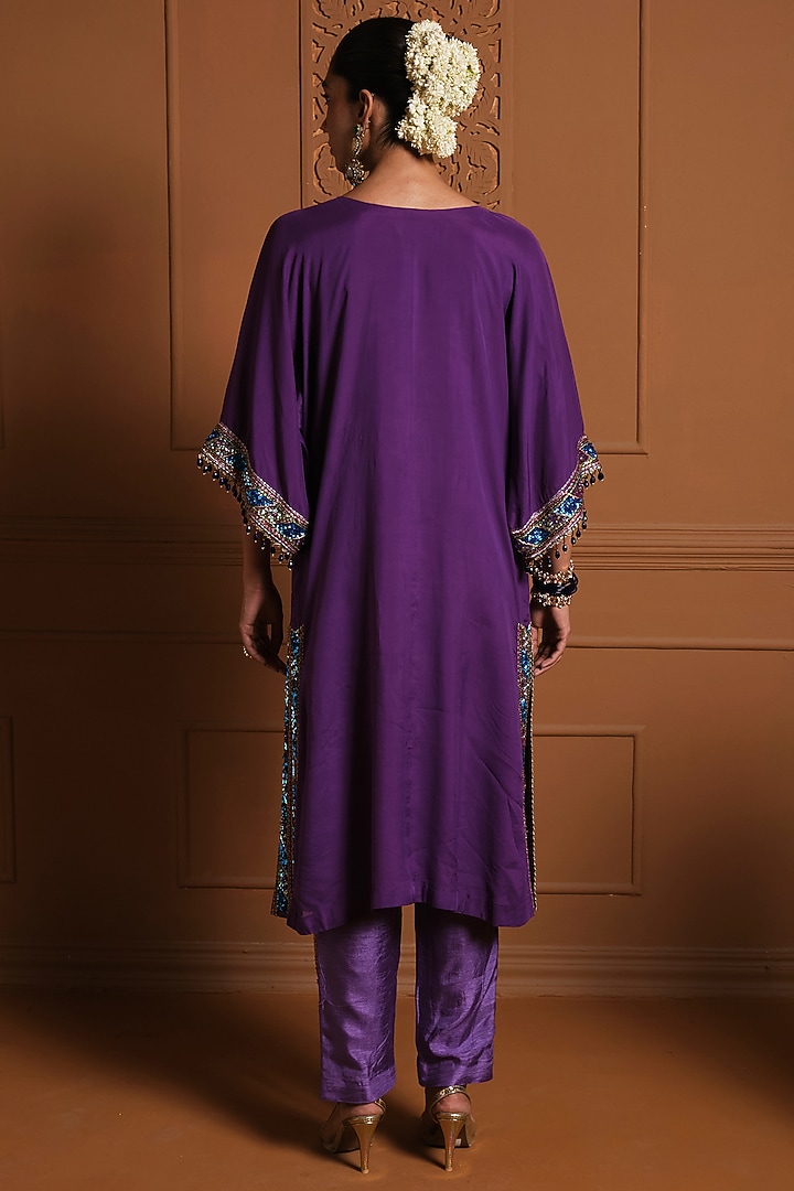 Purple Organza Kaftan Set by Sonia Khatri at Pernia's Pop Up Shop